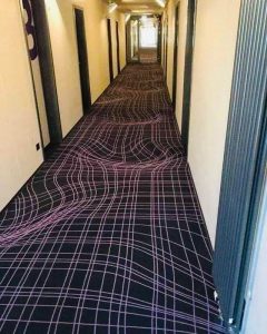 A hotel in Germany uses 3D carpets to prevent guests from running in the Passage.