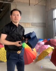This guy made straightforward ad for his umbrella