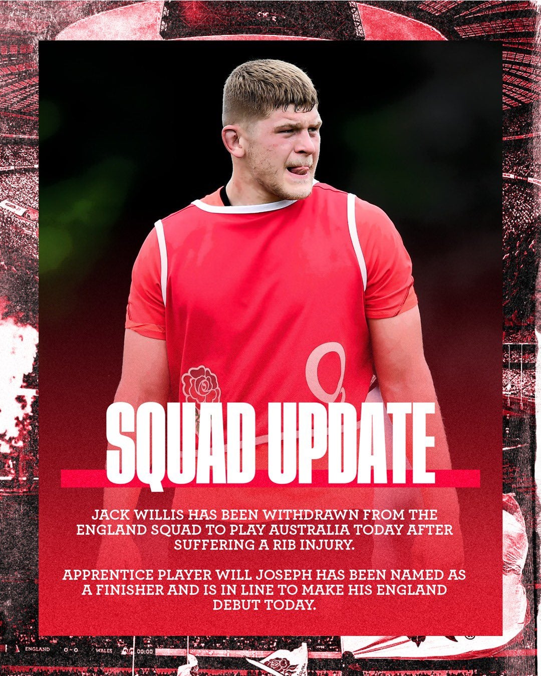 Jack Willis out of Australia game due to rib injury