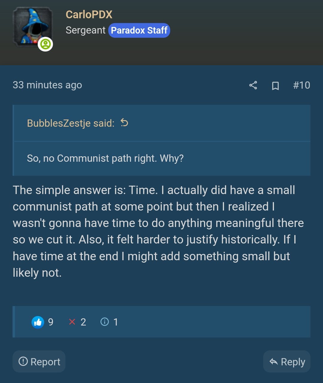 Official response as to why Switzerland won't have a communist path