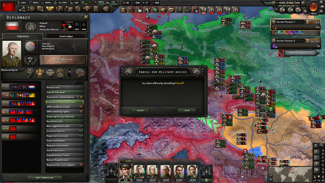 Cancelling military access as the Soviet Union with Poland says this.