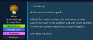 Johan replies to a question regarding plans for after the Scandanavia update