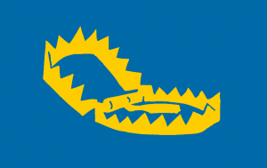 Flag of Sweden if Jesus, right at the end, fell face-first into a fucking bear trap and died.