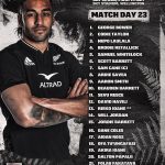 All Blacks squad vs Ireland in Wellington this weekend