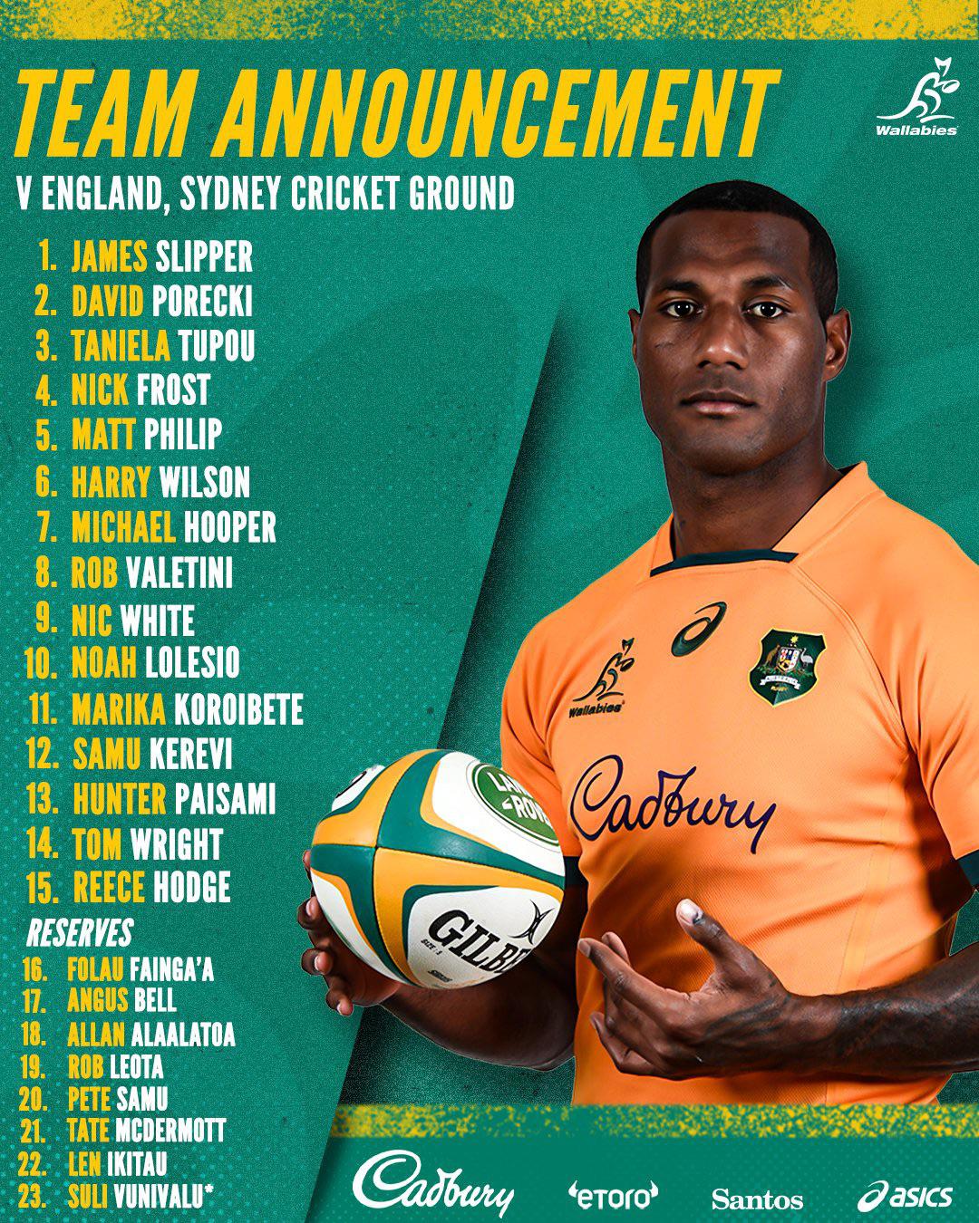 Wallabies team for series decider against England
