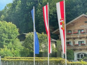 Staying at a hotel in Austria, came across this flag, any ideas? (Flag furthest to the right)