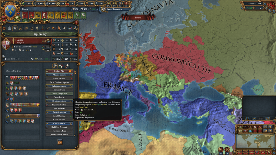 How to integrate Castile on time to form the Roman Empire?