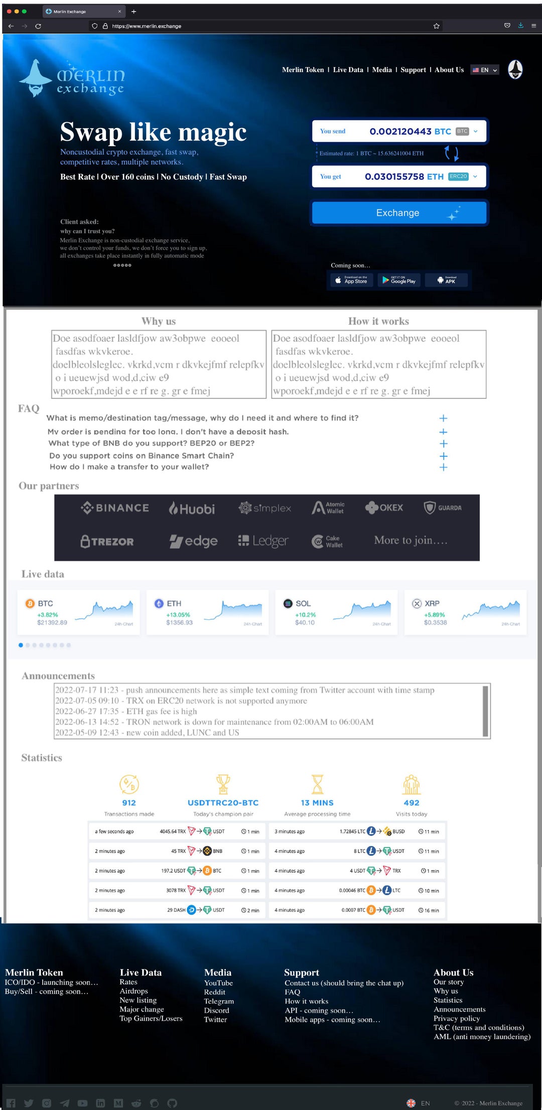 Mock screenshot of the new design