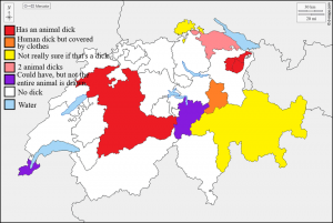 Inspired by some recent posts: Map of Switzerland by the cantons whose flags have dicks on them