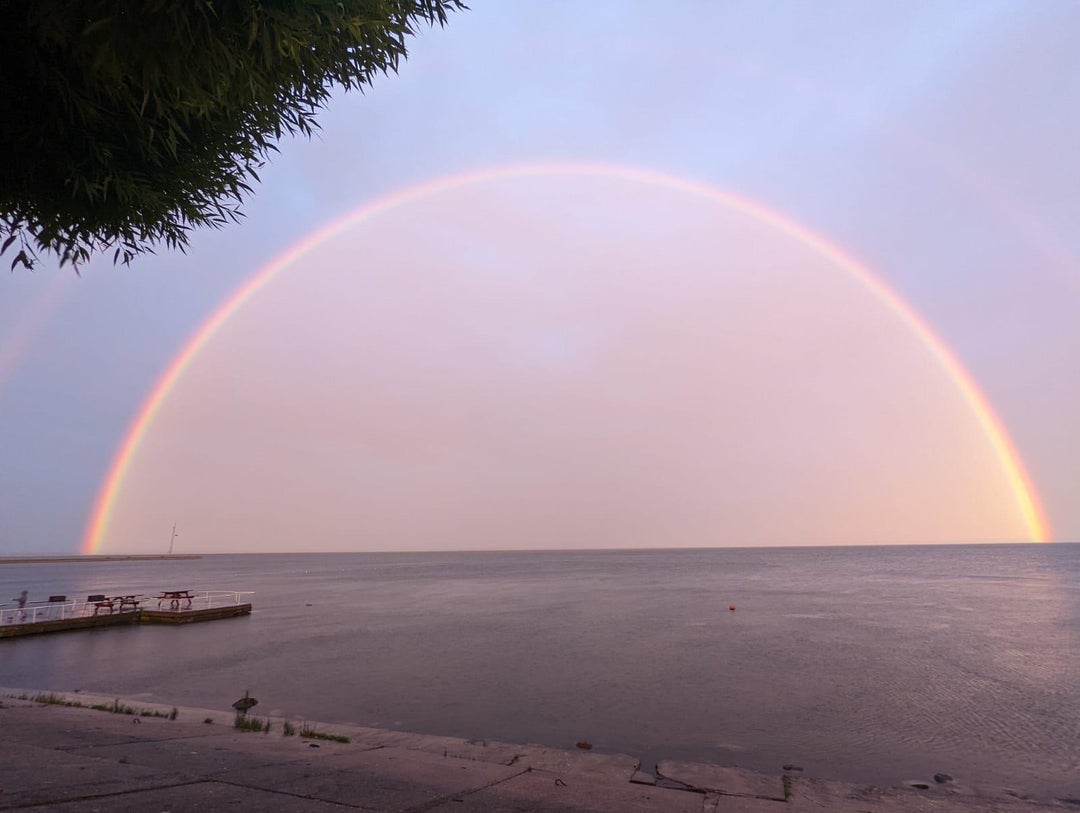 A perfect 180 degrees rainbow [OC]