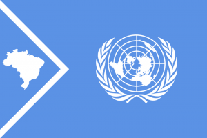 Flag of the UN in the style of the progress pride flag
