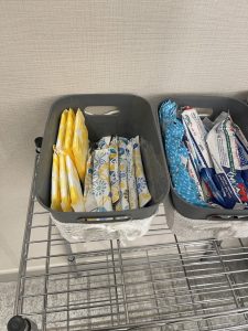 The men’s bathroom at my workplace has pads and tampons for those who need it!