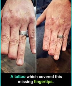 a tattoo which covered his fingertips