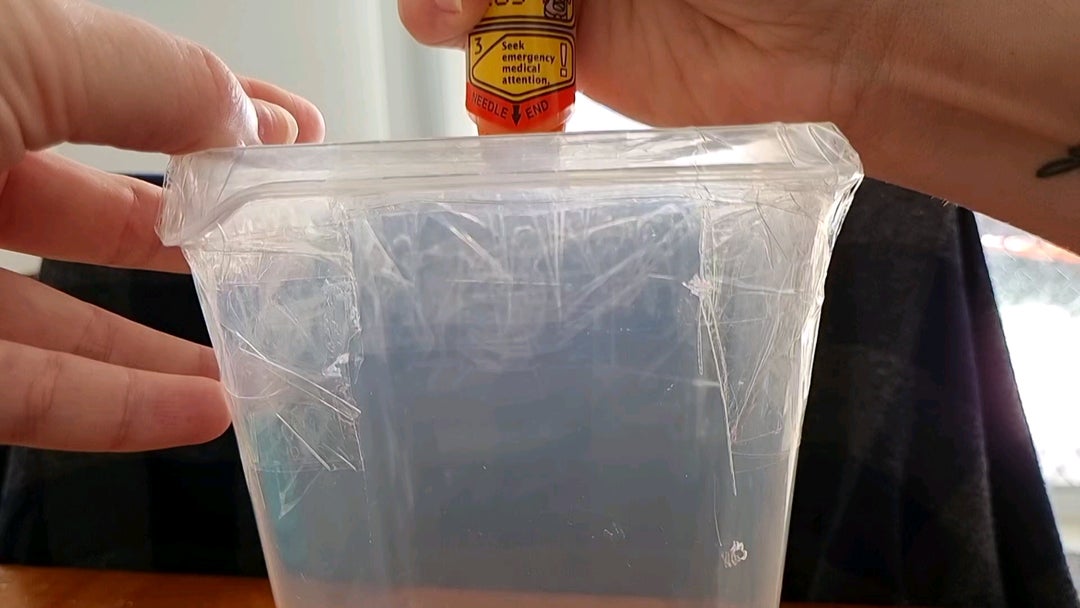 Found one of my expired epipens, this is why they need to go in the thigh muscle. Noise warning on the slowmo.