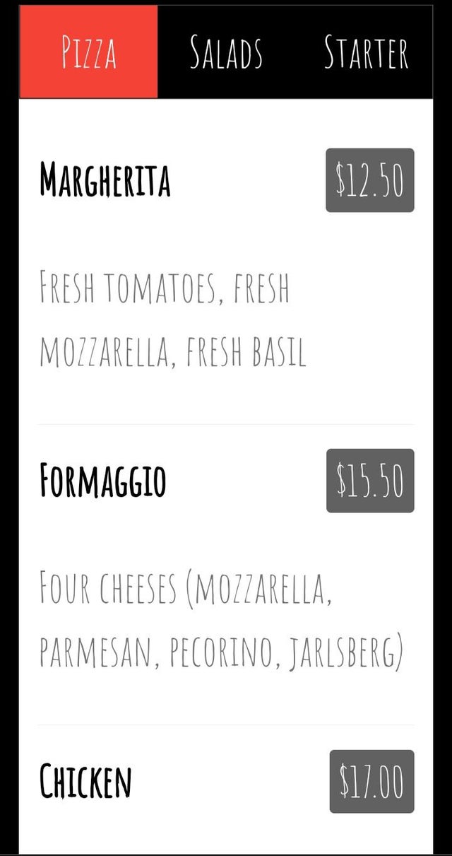 Should I use table elements or other elements for menu section?