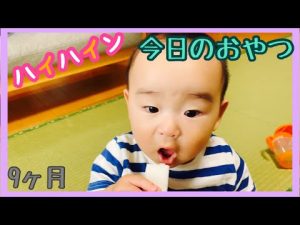 ハイハイン食べる【baby eating today's snack】