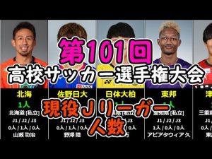 【第101回全国高校サッカー選手権】高校別現役Jリーガー人数ランキング（2022年終了時点・特別指定選手含む）※訂正 広島皆実【公立】