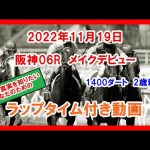 メイクデビュー スマートフォルス 2022年11月19日 阪神 06R 1400ダート 2歳新馬  ラップタイム付き動画