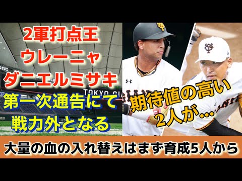 【戦力外】ジャイアンツのウレーニャ・ダニエルミサキの育成選手5名が戦力外に。