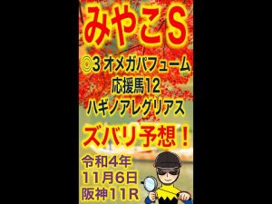 【投資競馬塾】みやこステークス（G3）ズバリ予想！◎3 オメガパフューム★応援馬12 ハギノアレグリアス★阪神11R★令和4年11月6日（日） #Shorts