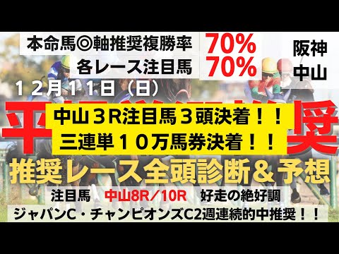 【平場厳選推奨】2022 12月11日  2場全レース全頭診断＆予想　平場予想 前日注目馬超絶好調！！