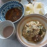 お料理：ハヤシライス＆ひじき・豆の入った玉子おじや、作って食べてます。