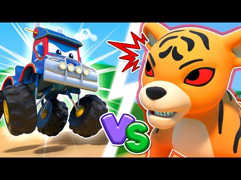 Giant Tiger VS Super Monster Truck: Who will win? | Kids Cartoon | Rescue Episodes
