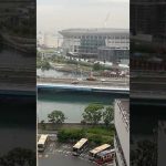 建設中のK-Arenaと高島貨物線