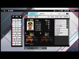 【プロスピ2022選手能力 / NPB PLAYER′S DATE】ソフトバンク 29 石川柊太選手 HAWKS Shuta Ishikawa