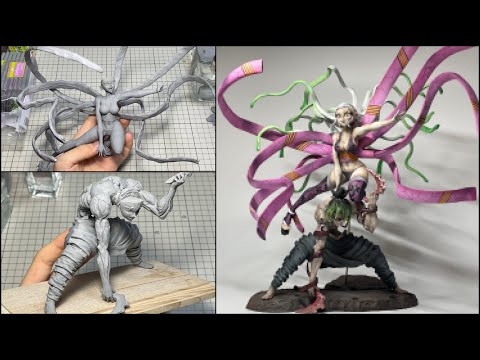 【鬼滅の刃】妓夫太郎&堕姫のフィギュアを作ってみた【粘土】How to make a figure of Gyutaro＆Daki.
